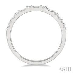 1/3 Ctw Alternating Baguette and Round Cut Diamond Wedding Band in 14K White Gold