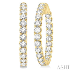 7 Ctw Inside-Out Round Cut Diamond Hoop Earrings in 14K Yellow Gold