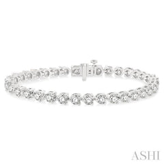 7 Ctw Tri-Prong Round Cut Diamond Tennis Bracelet in 14K White Gold