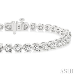 7 Ctw Tri-Prong Round Cut Diamond Tennis Bracelet in 14K White Gold