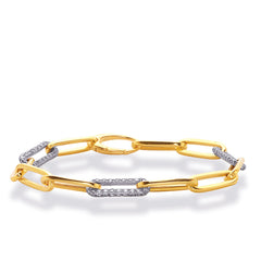 Yellow & White Gold Paper Clip Bracelet