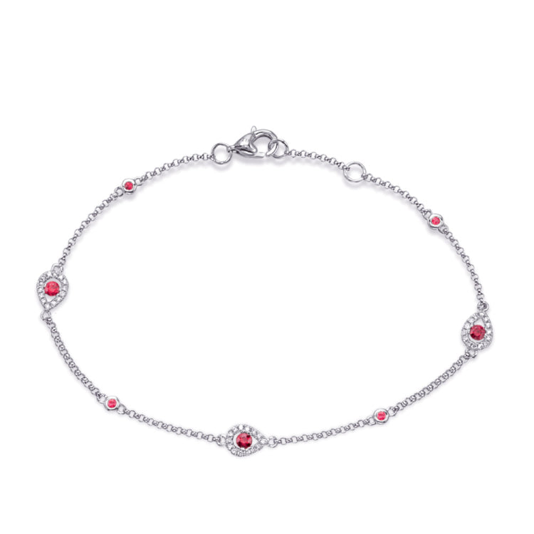 White Gold Ruby & Diamond Bracelet