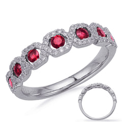 White Gold Ruby & Diamond Ring