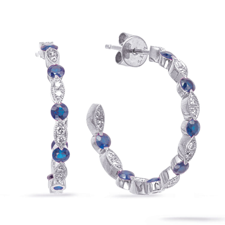 White Gold Diamond & Sapphire Earring