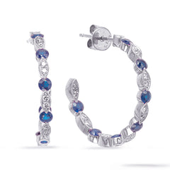 White Gold Diamond & Sapphire Earring