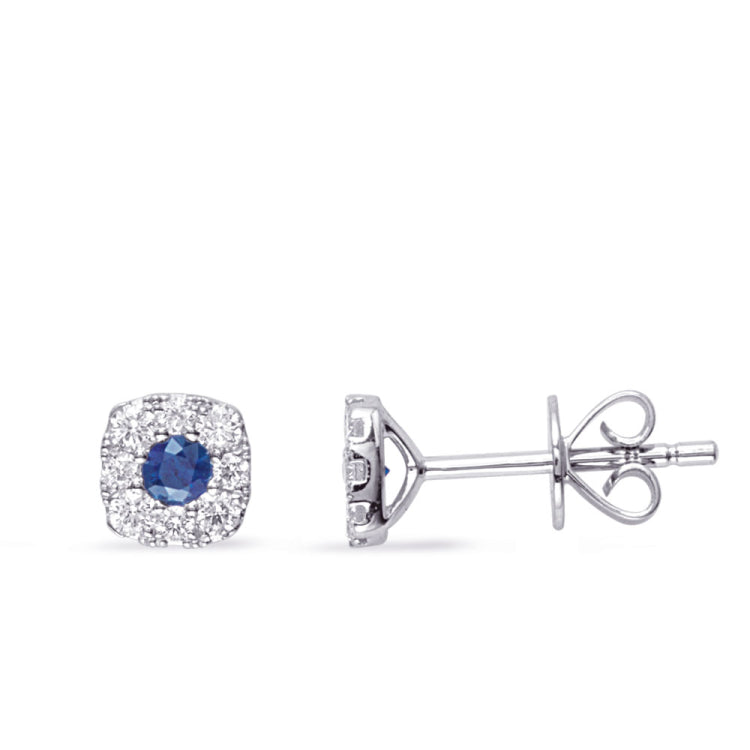 White Gold Diamond & Sapphire Earring