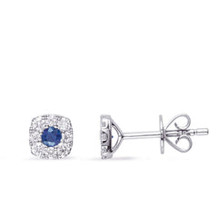 White Gold Diamond & Sapphire Earring