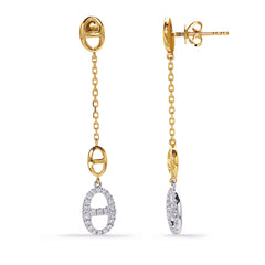 White & Yellow Gold Diamond Earring