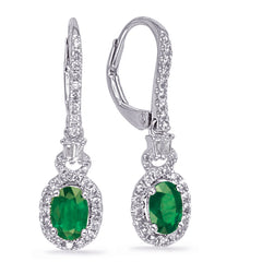 White Gold Emerald & Diamond Earring