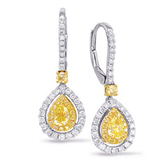 White & Yellow Diamond Hoop Earring