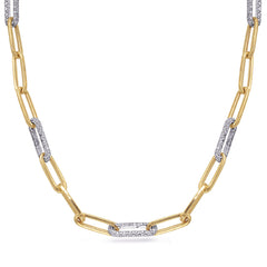 Yellow & White Gold Paper Clip Necklace