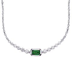 White Gold Emerald & Diamond Necklace