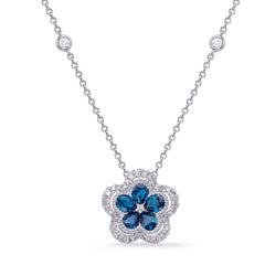 White Gold Diamond & Sapphire Necklace