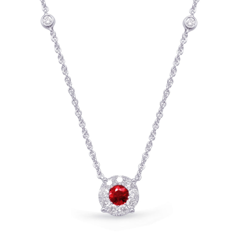 White Gold Diamond & Ruby Necklace