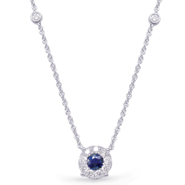 White Gold Diamond & Sapphire Necklace