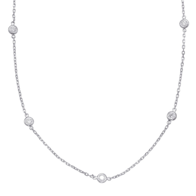 White Gold Diamond By The Yard Necklace