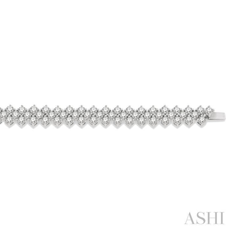 10 ctw Chevron Link Round Cut Diamond Tennis Bracelet in 14K White Gold