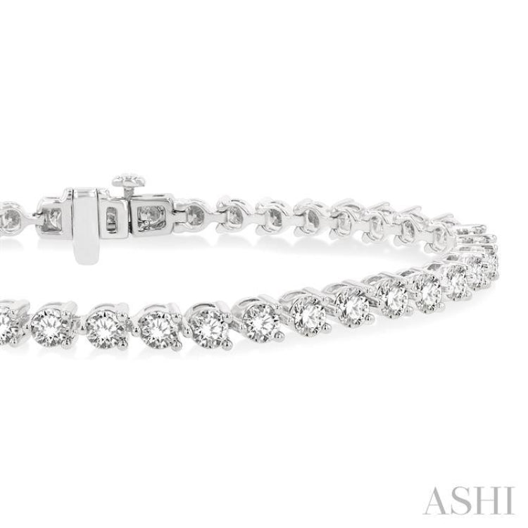 5.00CT RDDM 3 Prong Tennis Bracelet WG 14K-G*