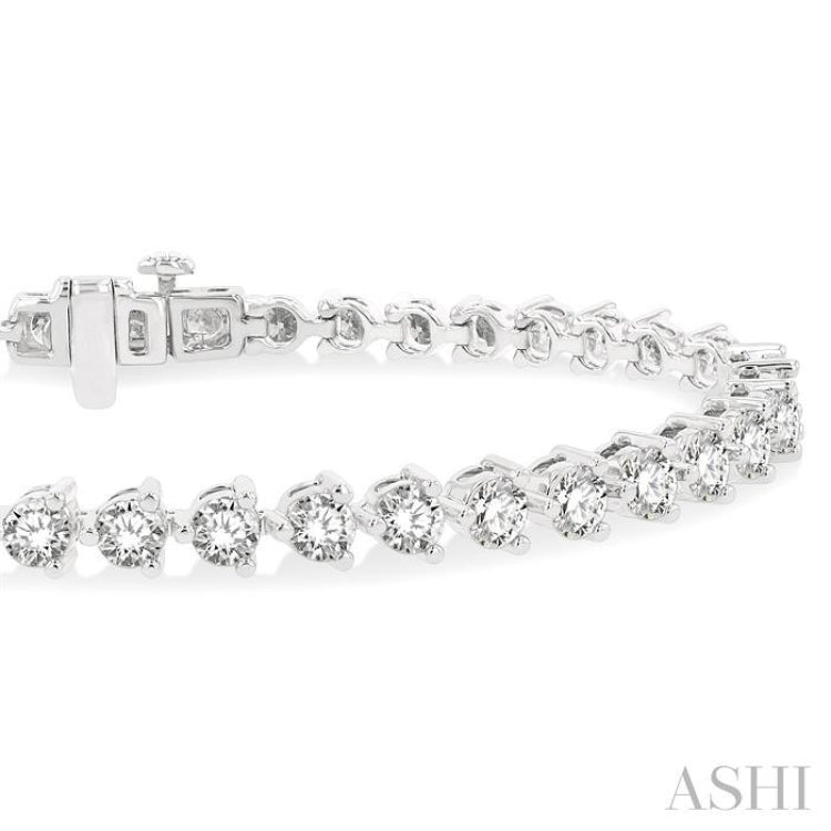 6.00CT RDDM 3 Prong Tennis Bracelet WG 14K-G*