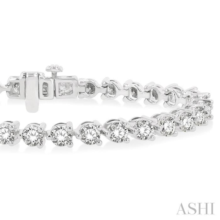 8 Ctw 3 Prong Round Cut Diamond Tennis Bracelet WG 14K-G*