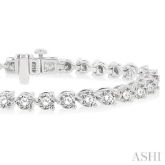 8 Ctw 3 Prong Round Cut Diamond Tennis Bracelet WG 14K-G*