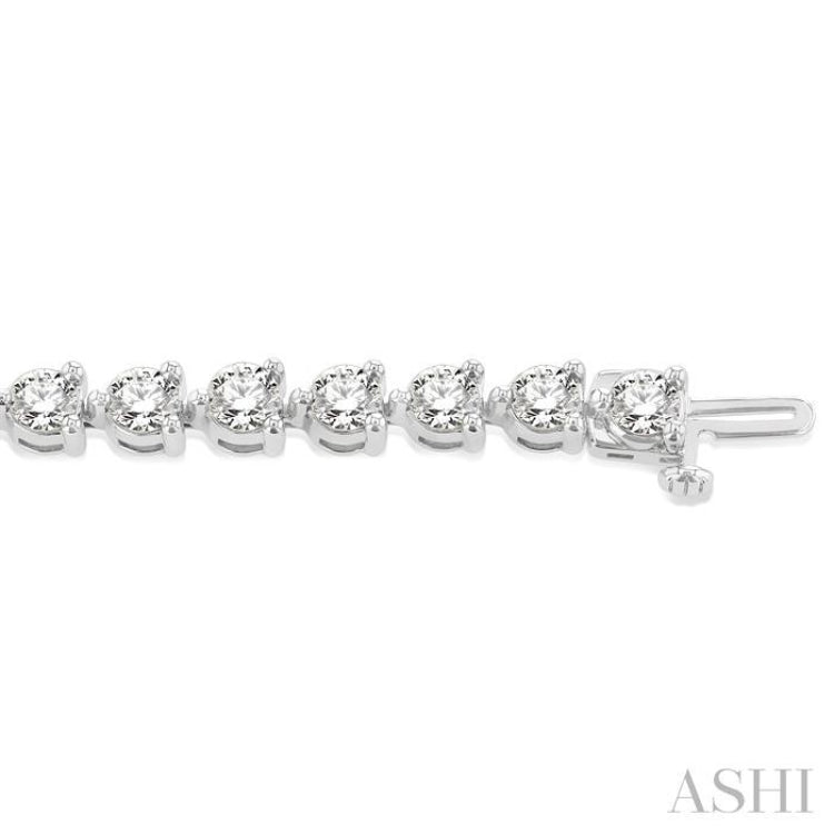 8 Ctw 3 Prong Round Cut Diamond Tennis Bracelet WG 14K-G*