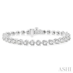 9 Ctw 3 Prong Round Cut Diamond Tennis Bracelet WG 14K-G*