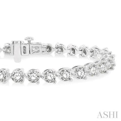 9 Ctw 3 Prong Round Cut Diamond Tennis Bracelet WG 14K-G*