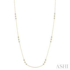 3/4 Ctw Round Cut Diamond Station Necklace in 14K Yellow Gold