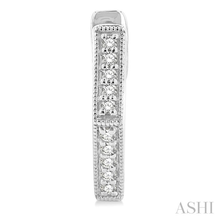 1/8 Ctw Petite Hexagon Round Cut Diamond Fashion Huggies in 10K White Gold