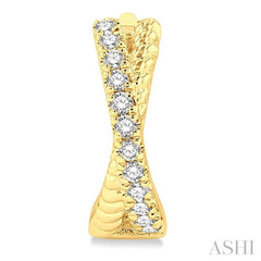 1/6 ctw Petite Crisscross Rope and Round Cut Diamond Fashion Huggies in 10K Yellow Gold