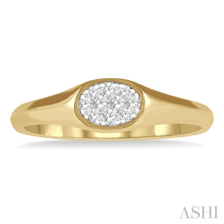 1/8 ctw Oval Shape Lovebright Diamond Ring in 14K Yellow And White Gold