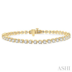 5.00CT RDDM 3 Prong Tennis Bracelet YG 14K-G*