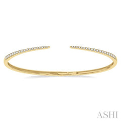 1/2 Ctw Round Cut Diamond Claw Cuff Bangle in 14K Yellow Gold