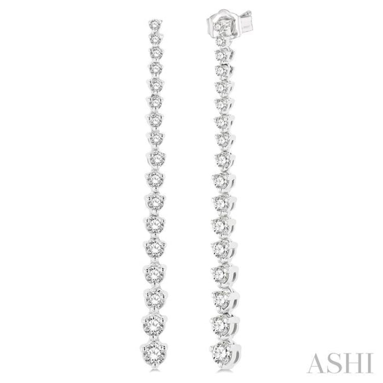 1 Ctw Round Cut Diamond Riviera Drop Earring in 14K White Gold