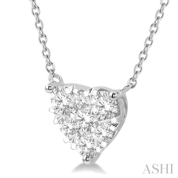 1 Ctw Lovebright Diamond Heart Necklace in 14K White Gold