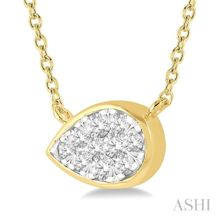 1/6 Ctw Pear Shape Lovebright Diamond Necklace in 14K Yellow and White Gold