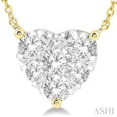 1 Ctw Lovebright Diamond Heart Necklace in 14K Yellow and White Gold