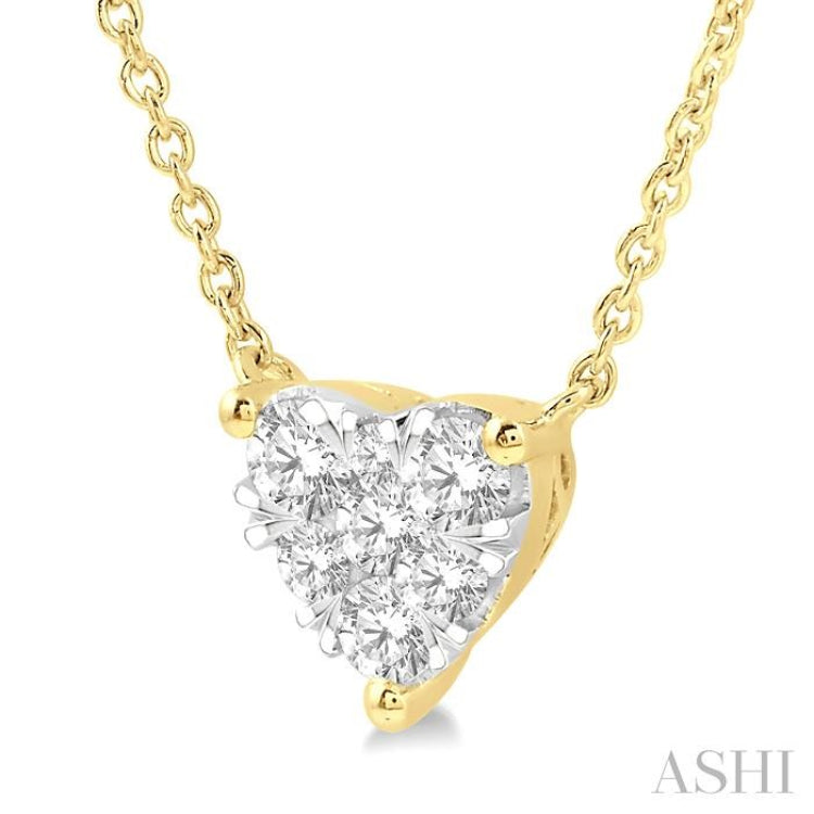 1/4 Ctw Lovebright Diamond Heart Necklace in 14K Yellow and White Gold