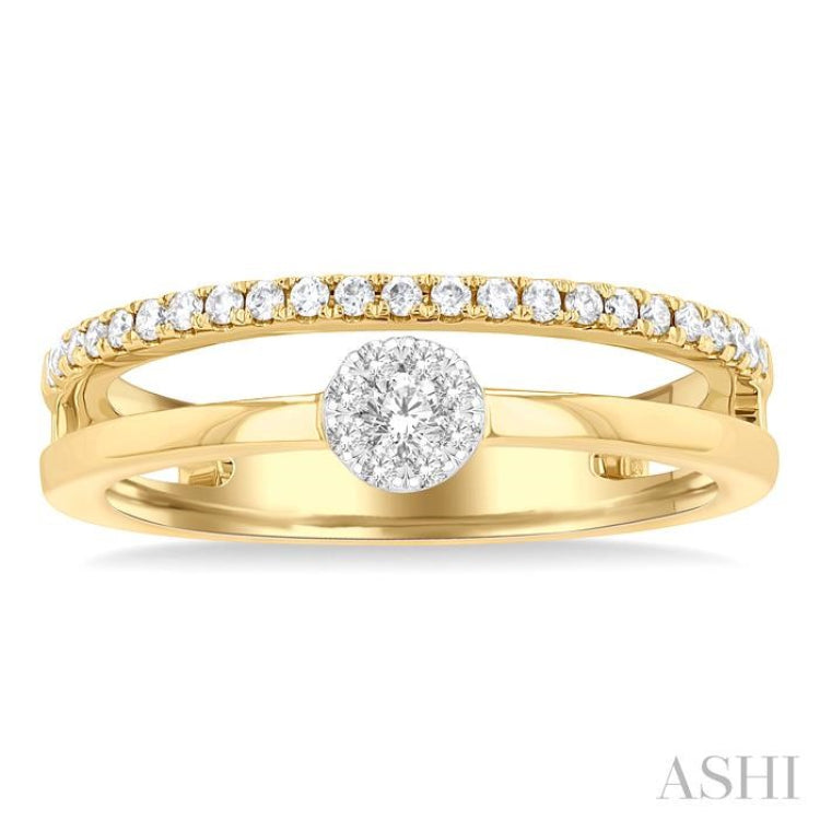 1/4 ctw Double Row Lovebright Round Cut Diamond Ladies Ring in 10K Yellow and White Gold