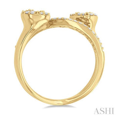 3/4 ctw Pear Shape Fusion Baguette and Round Cut Diamond Fashion Wrap Ring in 14K Yellow Gold