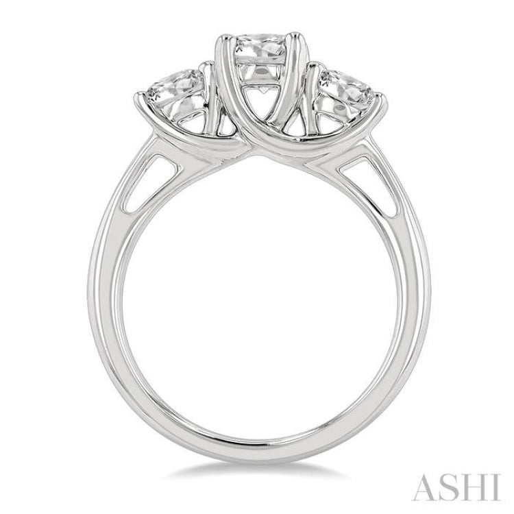 1 1/2 Ctw Past, Present and Future Round Cut Diamond Precious Ring in 14K White Gold