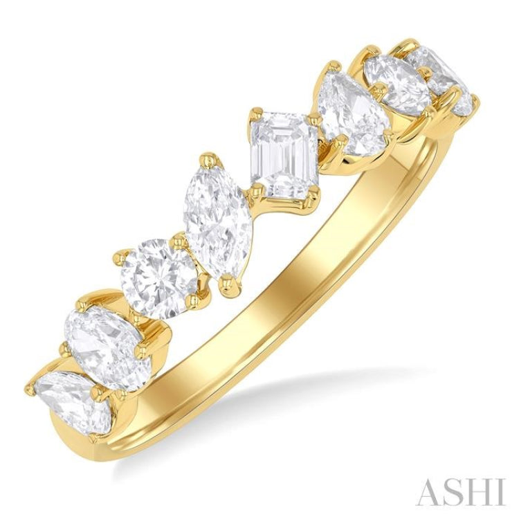 1 1/10 ctw Mixed Shape Diamond Fashion Ring in 14K Yellow Gold