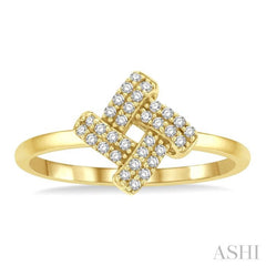 1/10 ctw Petite Interwoven Round Cut Diamond Fashion Ring in 10K Yellow Gold