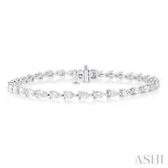 4 ctw East West Pear Cut Diamond Fashion Tennis Bracelet in 14K White Gold