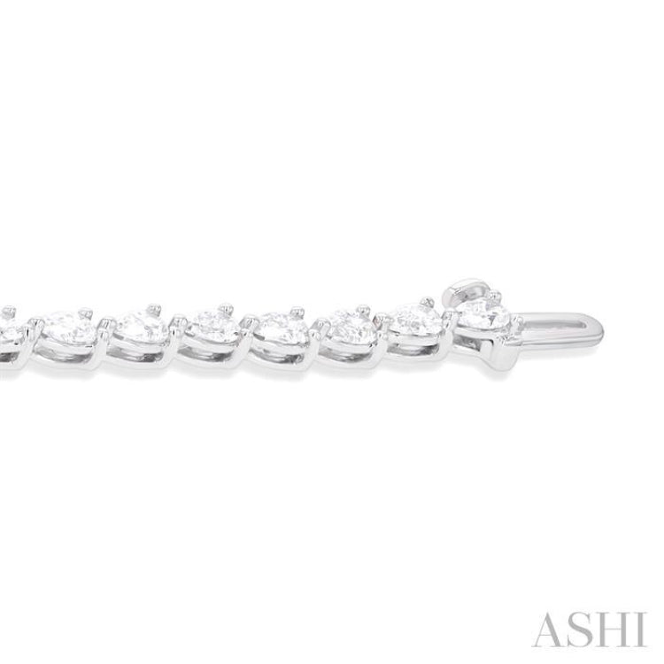 4 ctw East West Pear Cut Diamond Fashion Tennis Bracelet in 14K White Gold