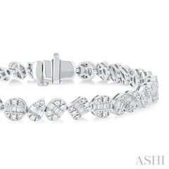 2 3/4 ctw Mixed Shape Fusion Baguette and Round Cut Diamond Bracelet in 14K White Gold