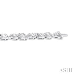 3 1/5 ctw Mixed Shape Halo Fusion Baguette and Round Cut Diamond Bracelet in 14K White Gold