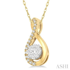 1/5 Ctw Twisted Loop Lovebright Round Cut Diamond Pendant in 14K Yellow and White Gold with chain