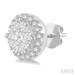 1/2 Ctw Lovebright Round Cut Diamond Stud Earrings in 14K White Gold